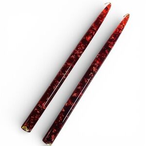 Vintage Red Gold Fleck Lucite Candles Pair Mid Century Modern Collectible